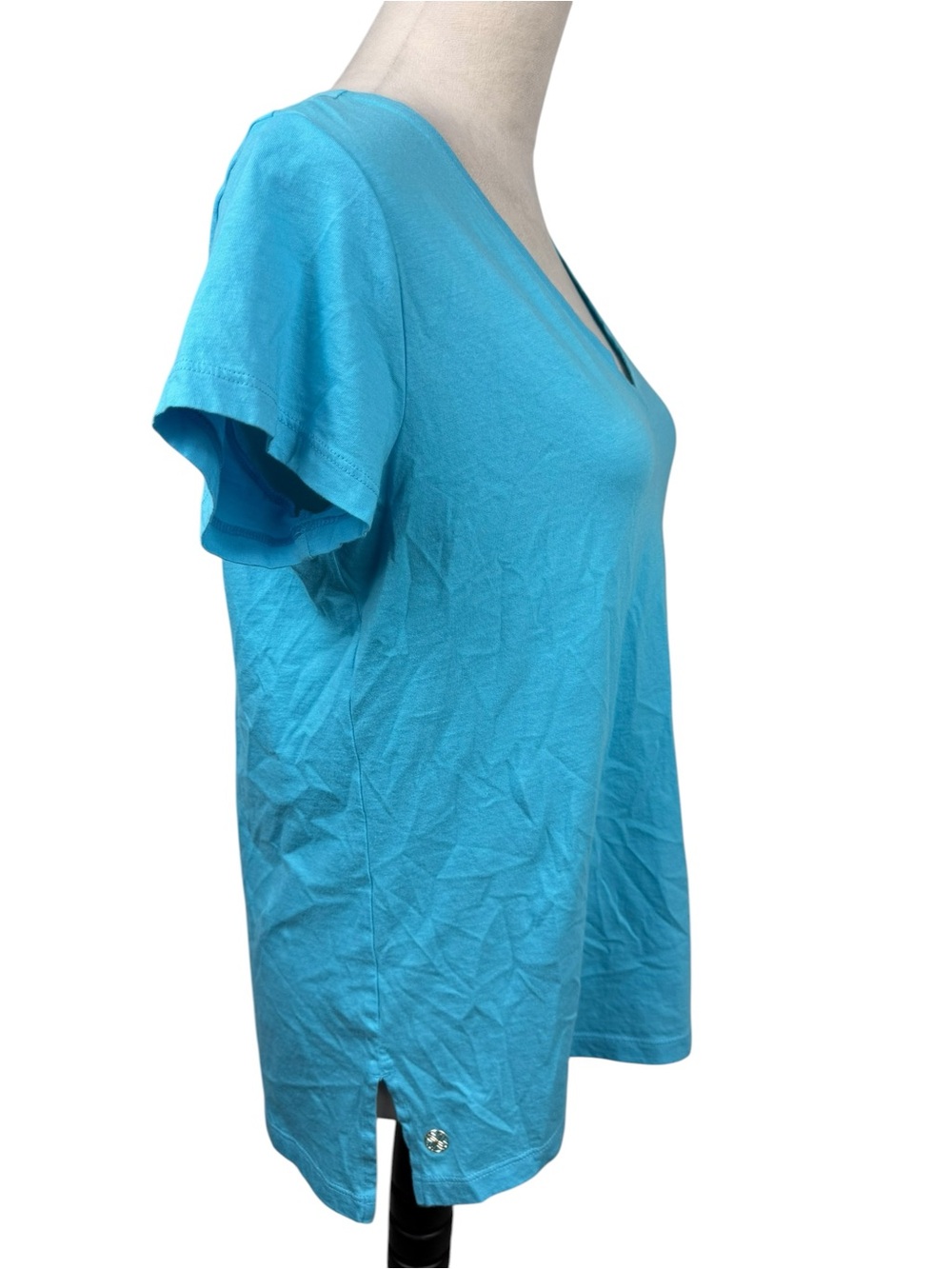 Lilly Pulitzer Short Sleeve V-Neck Tee in Turquoise size medium - Picture 8 of 9